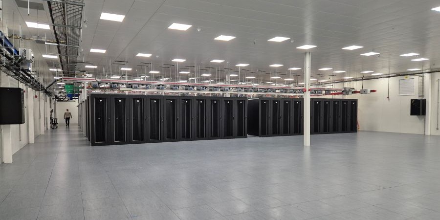 Data hall at nLighten Birmingham data centre BHX1